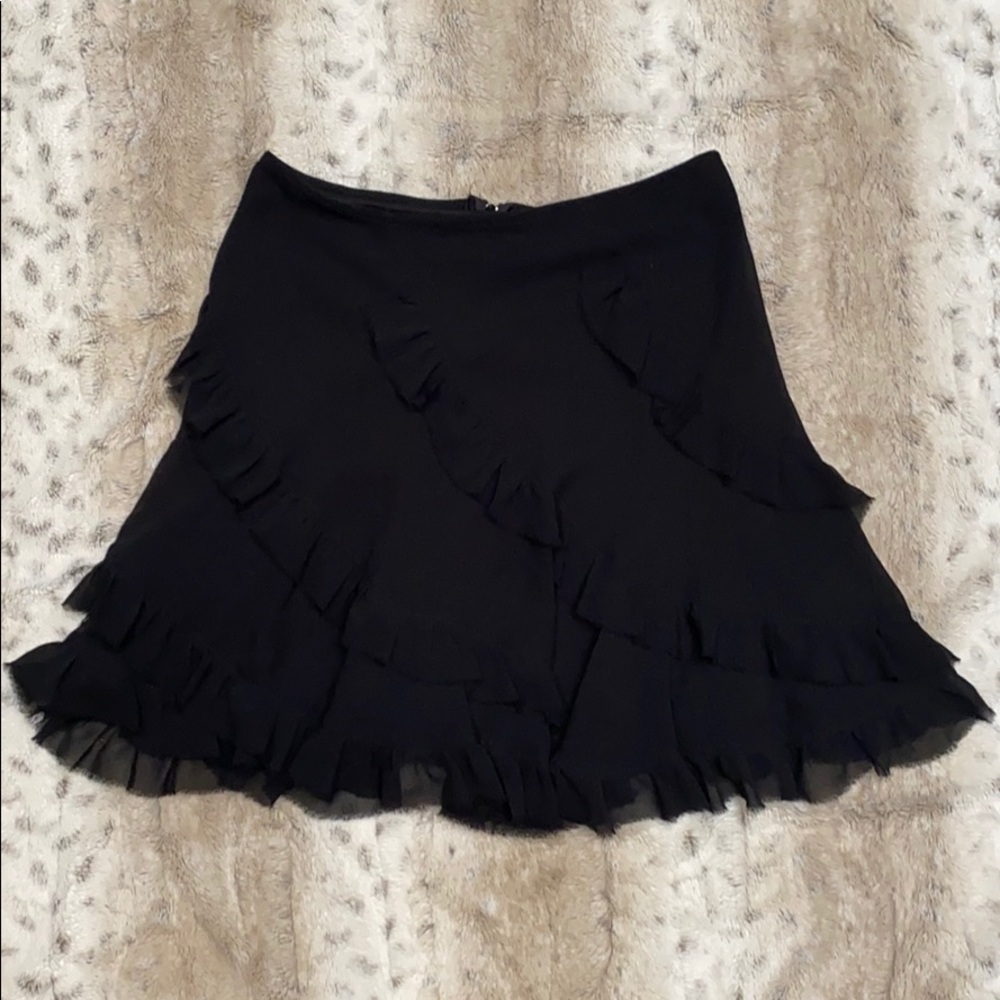Black chiffon mini skirt with a liner